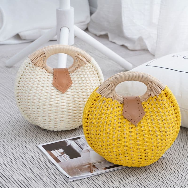 Women's Straw Handbags, Fully Handwoven Top Handle Tote Bag Wallet Suitable For Spring And Summer