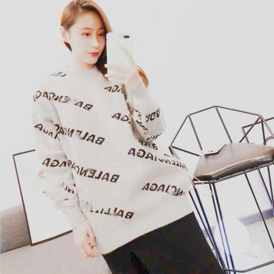 Pull jacquard unisexe polyvalent à col rond et ample