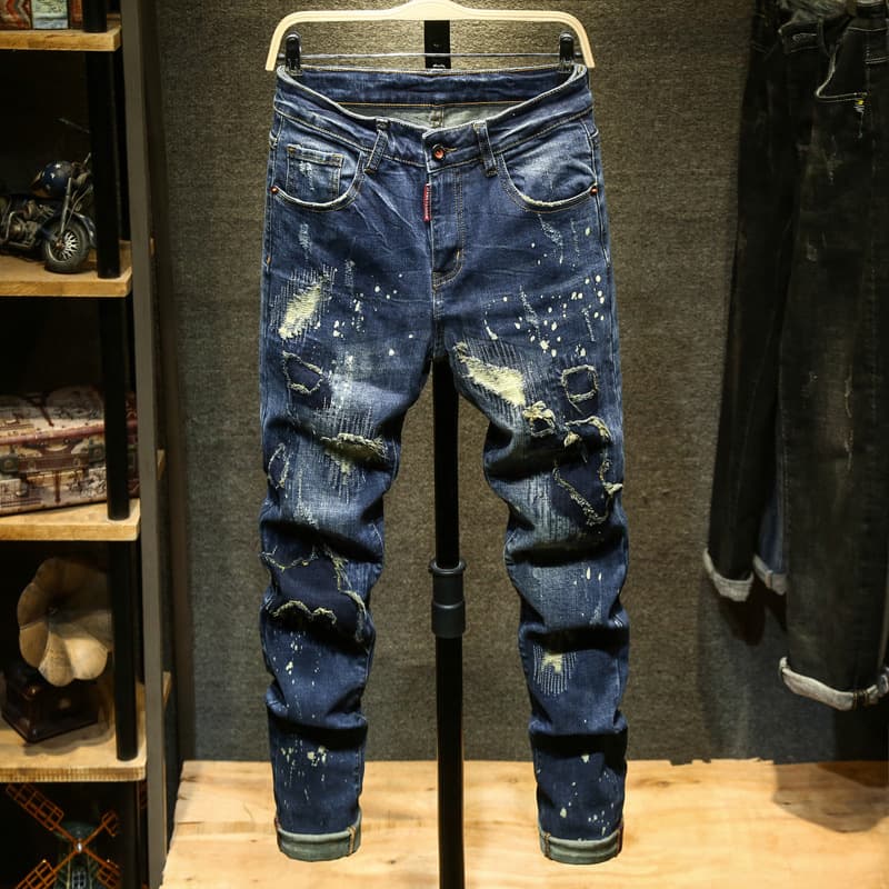 Men's Clothing New 2024 Summer Street Fashion Men's Jeans Handmade Frayed Cotton Trousers Straight Pants Youth Fashion Pants K26