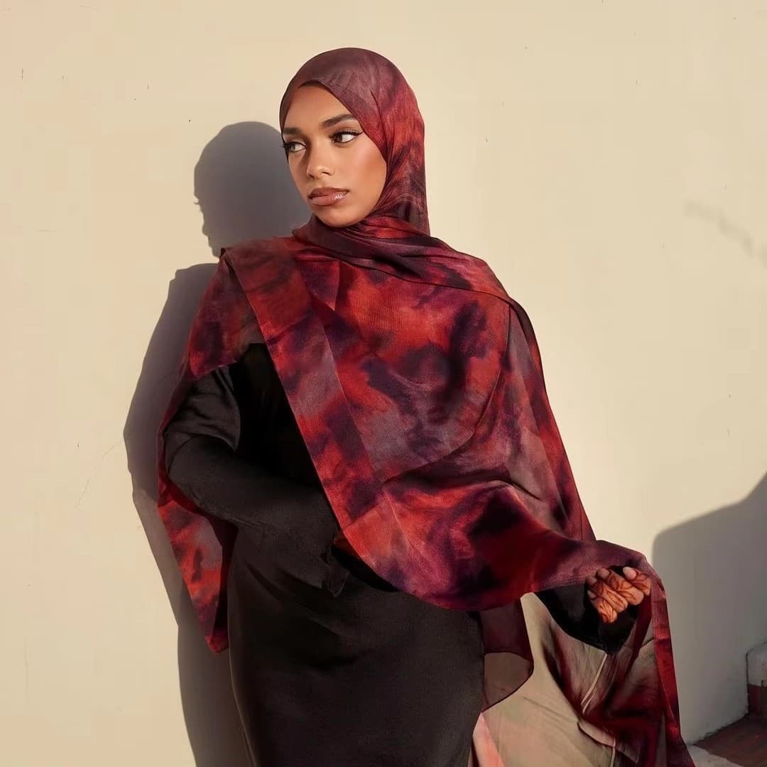 ​Watercolor Print Scarf – Soft Poly-Cotton Blend, Versatile Fashion Accessory For Women, Lightweight & Stylish, 180x80cm, Bohemian & Ethnic Head Wrap​