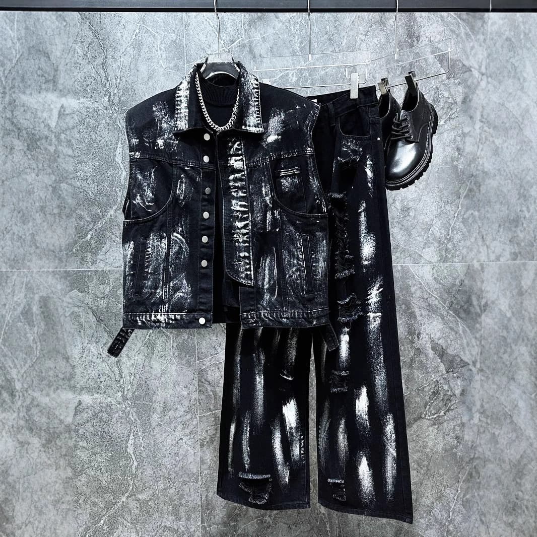 Men's Cropped Sleeveless Denim Vest – Distressed Hem, Retro Style, Summer Fashion, Slim Fit, Sizes M-3XL