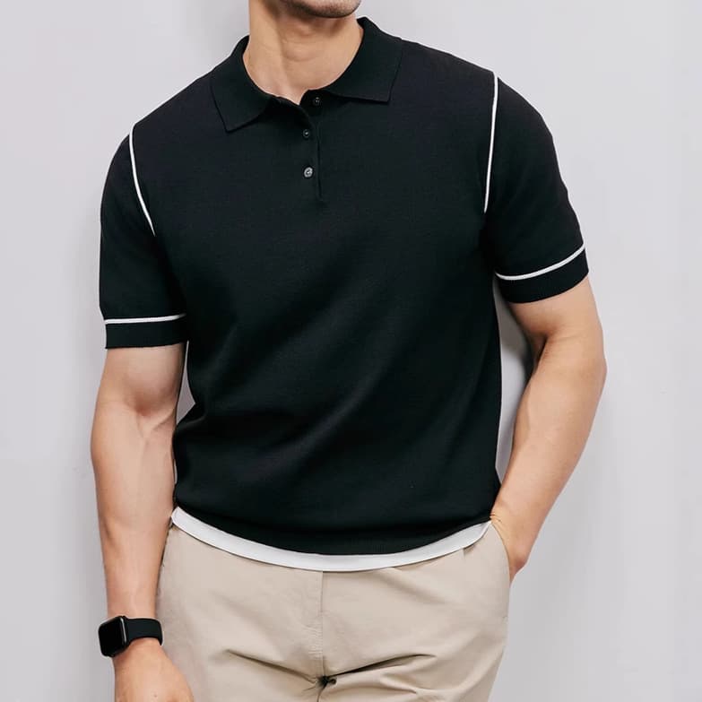 Men's Clothing T Shirt Business Casual Slim Short Sleeved Polo Shirt Lapel Half Sleeved Knitted Top