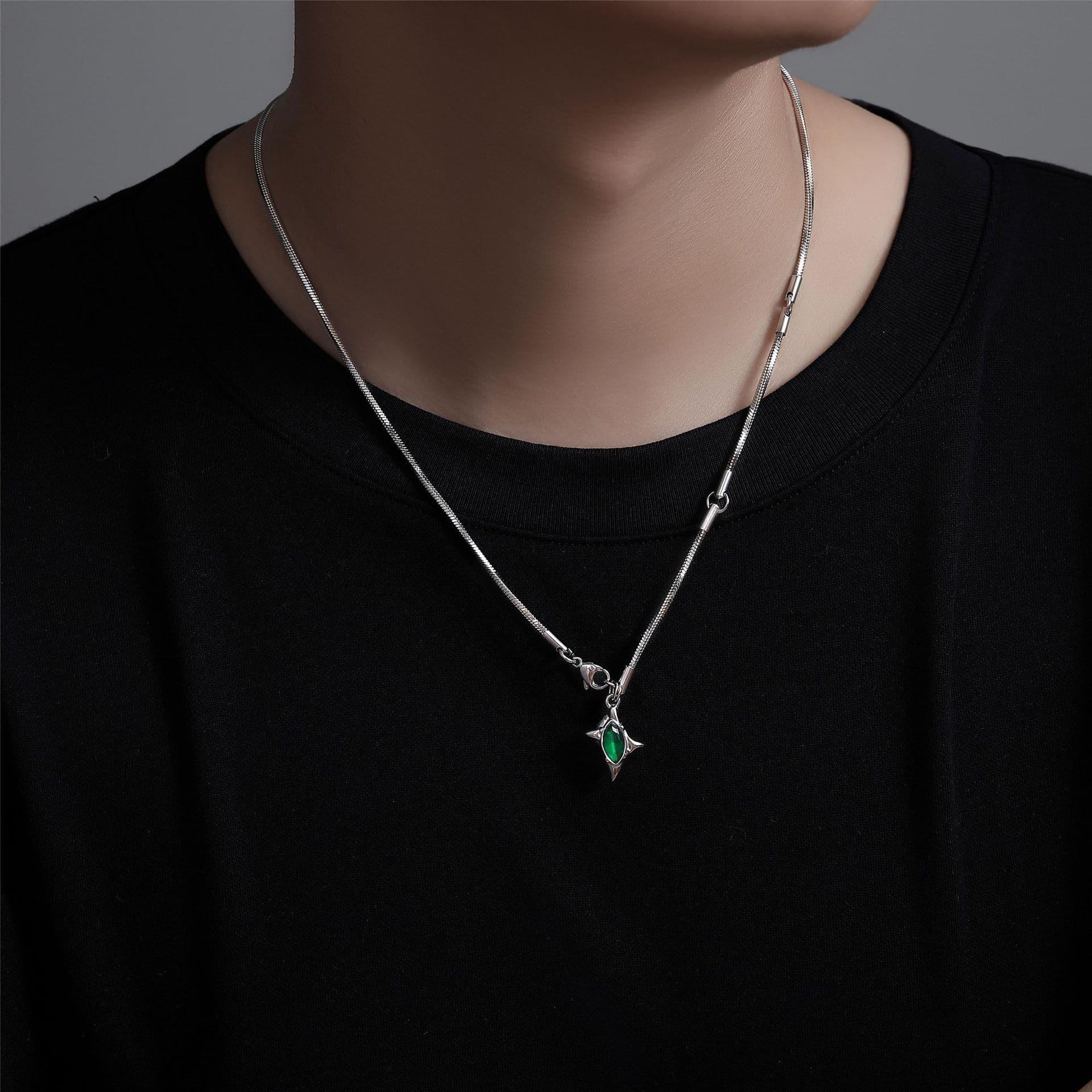 Gemini Titanium Steel Zircon Necklace For Men And Women Light Luxury Hip Hop Design Simple Ins Sweater Chain Jewelry