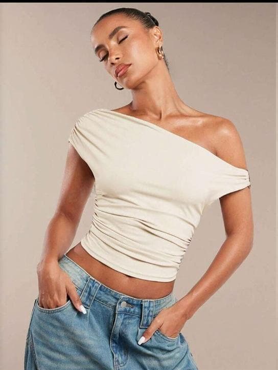 Women's Clothing Summer New Versatile Decorative Small Vest Pleated Single Shoulder Strap Short Female Sexy Hot Girl
