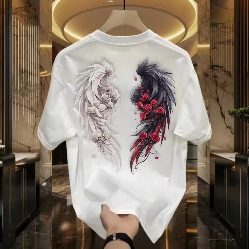 Men's Clothing Summer heavyweight pure cotton style handsome youth short sleeved T shirt for men and women street loose tops all match