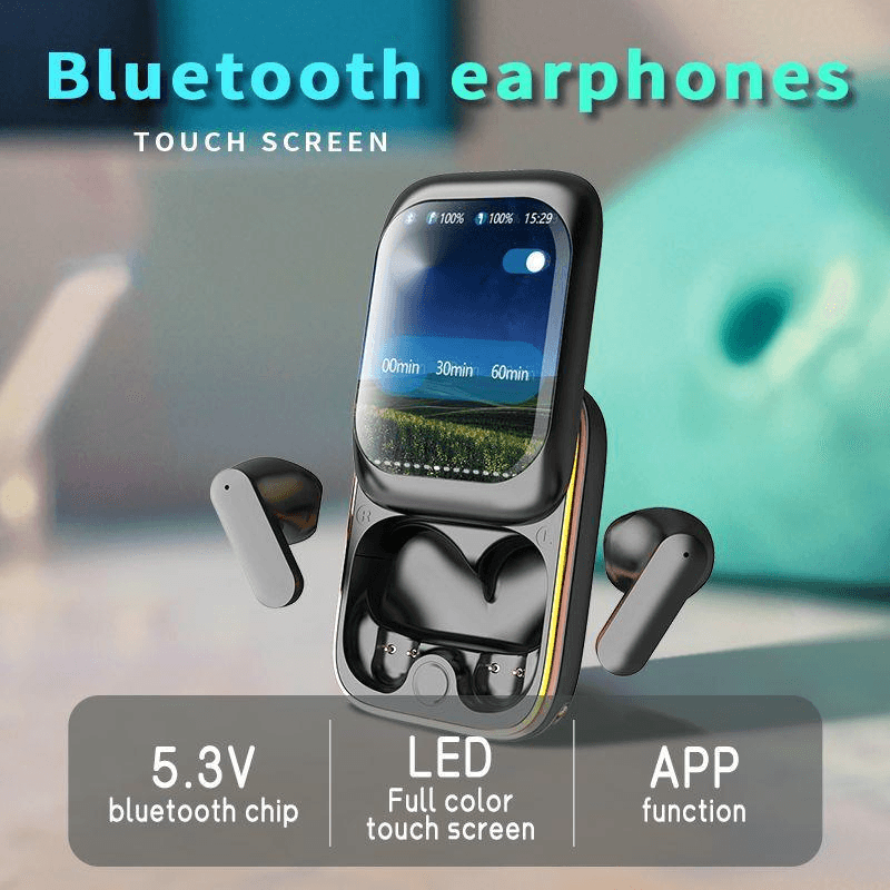 Intelligent Wireless Full-color With LCD Screen And Ultra Long Gaming Display Bluetooth Earphones