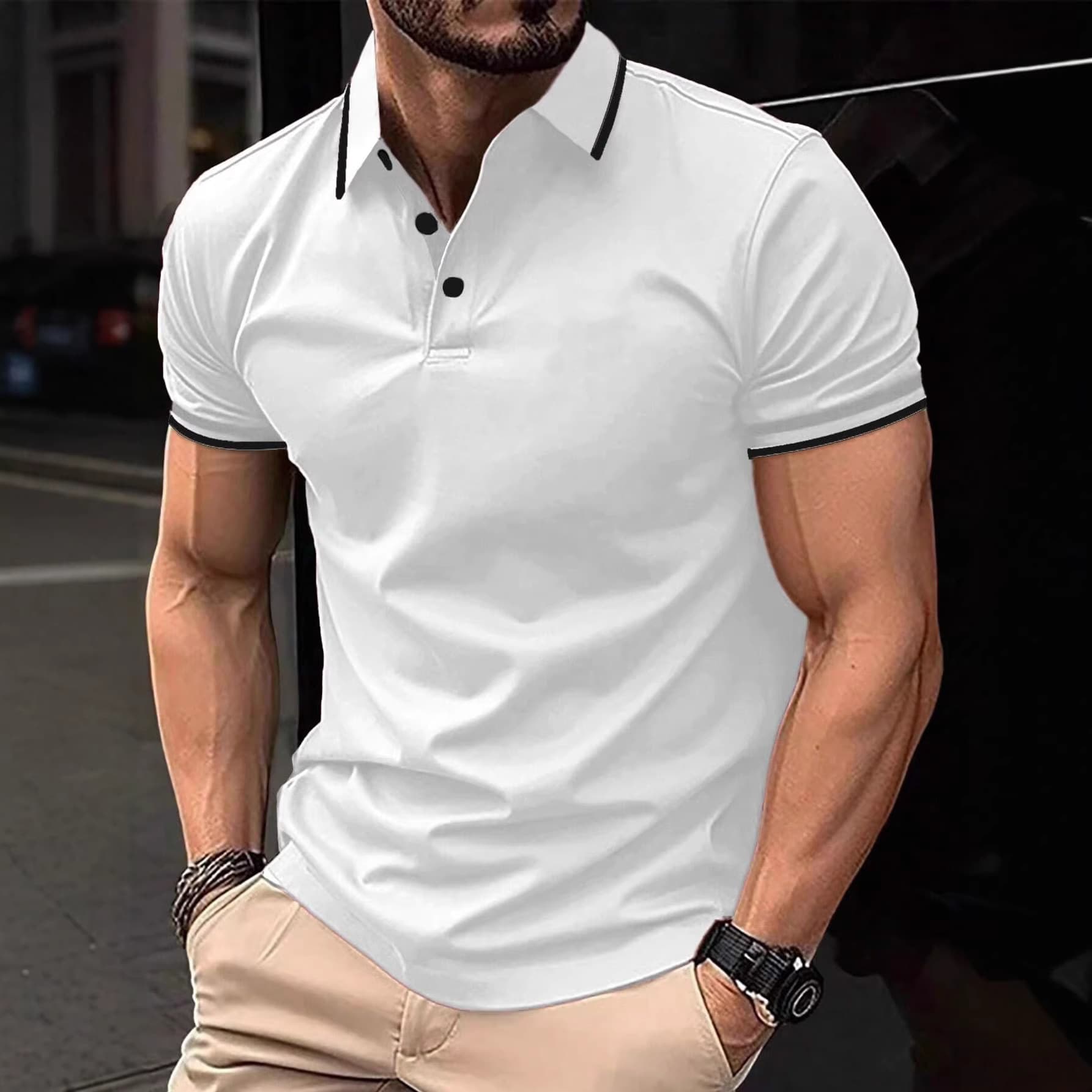 Men's Slim Fit Polo Shirt Short Sleeve Breathable Moisture-Wicking Casual Sports T-Shirt For Summer​