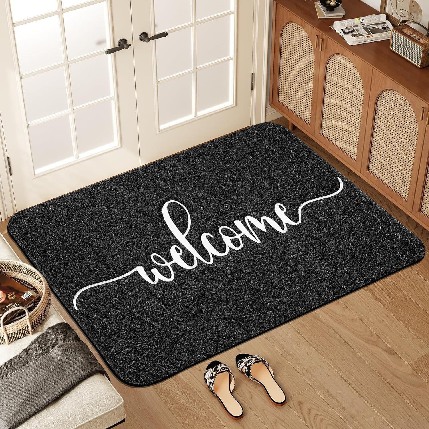 Cross-Border Crystal Velvet Doormat For Home Entrance, Water-Absorbent, Non-Slip, Dirt-Resistant, Easy To Clean Carpet,