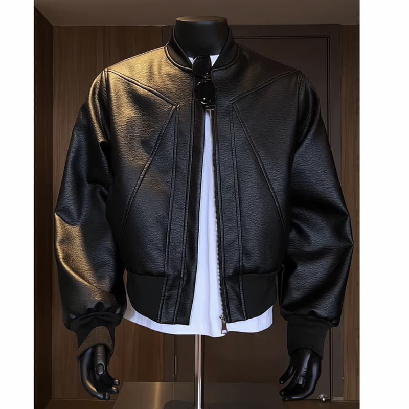 Men's Vintage PU Leather Jacket – Retro American Style Oversized Biker Coat (M-3XL, Polyester Lined, Zip-Up, Side Pockets)​