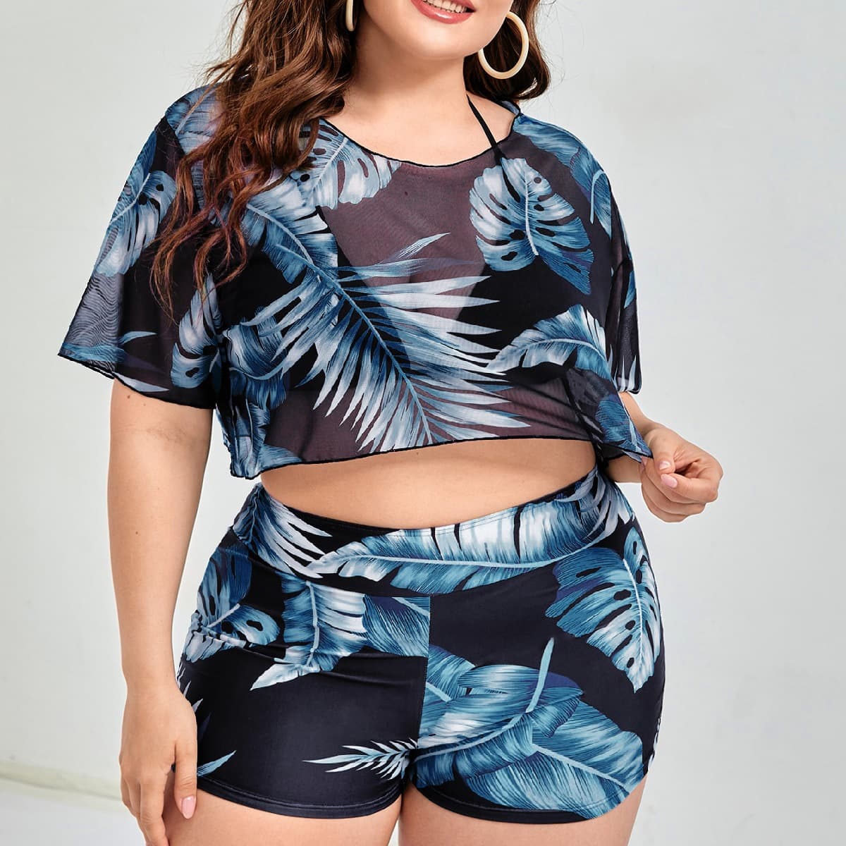 Women's Mesh Three-piece Bikini Women Large Size Swimsuit
