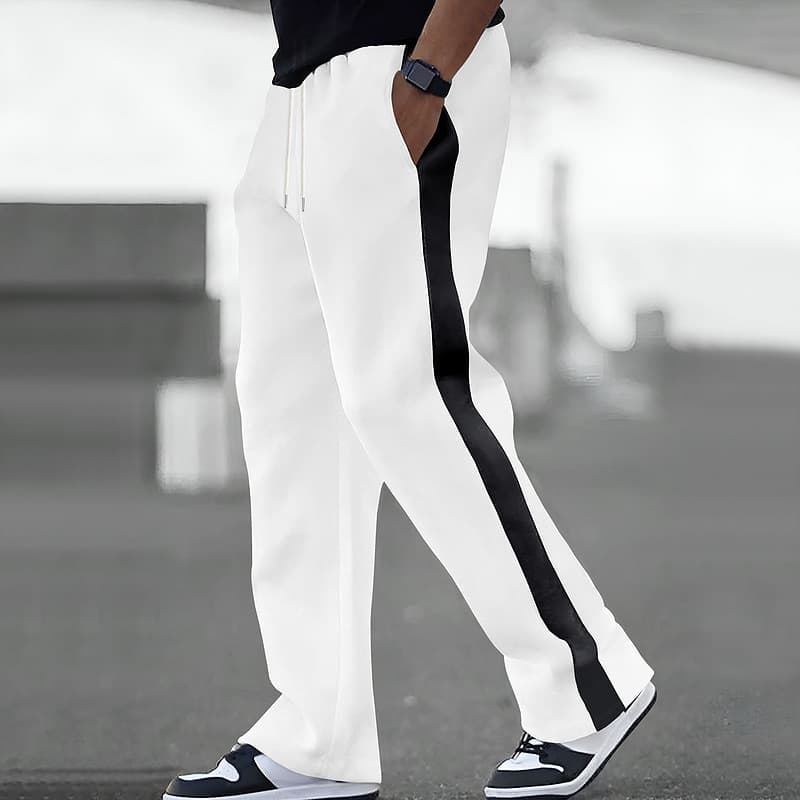 Men's Clothing Autumn And Winter Heavyweight Terry Drawstring Straight Loose Color Matching Casual Sports Sweatpants