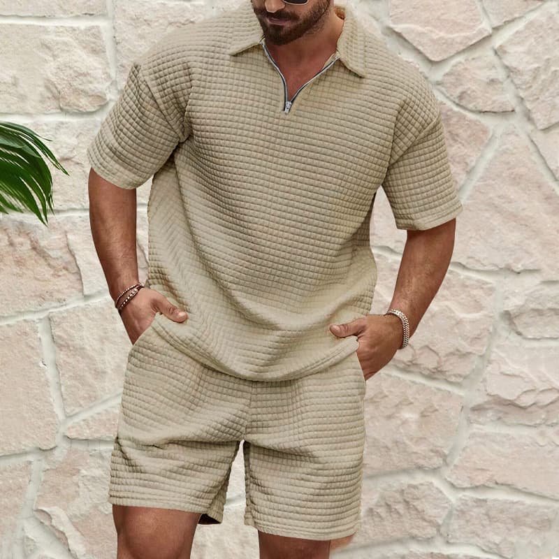 Ensemble chemise et short à manches courtes pour homme, tenue décontractée d'été, en polyester respirant et confortable, idéal pour les voyages en plein air, la plage et les vacances, tailles S à XXXL