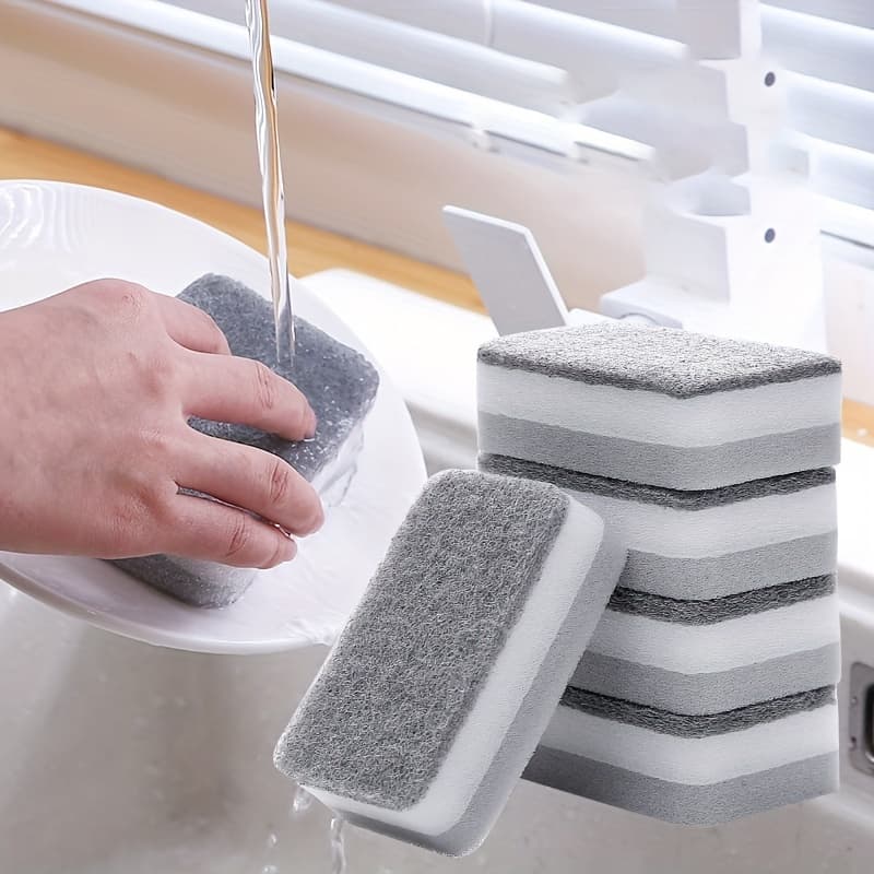 10pcs Double-sided Cleaning Sponges Pan Pot Dish-Washing Sponges Household Scouring Pad Kit Tools Kitchen Tableware Brush