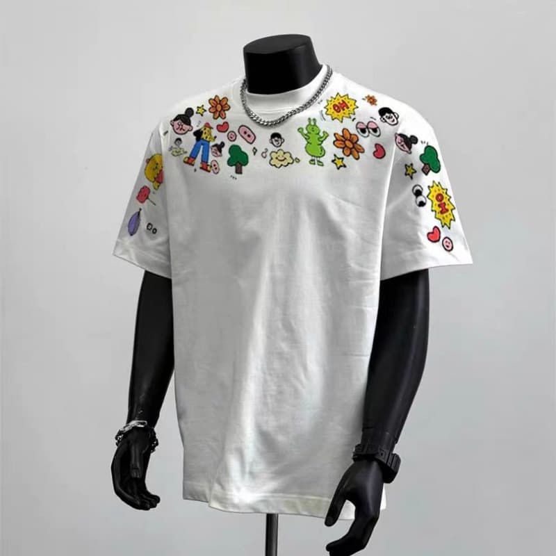 Men's Clothing Short Sleeved T Shirt Ins Trendy Hip Hop Style Round Neck Bottoming Shirt Top