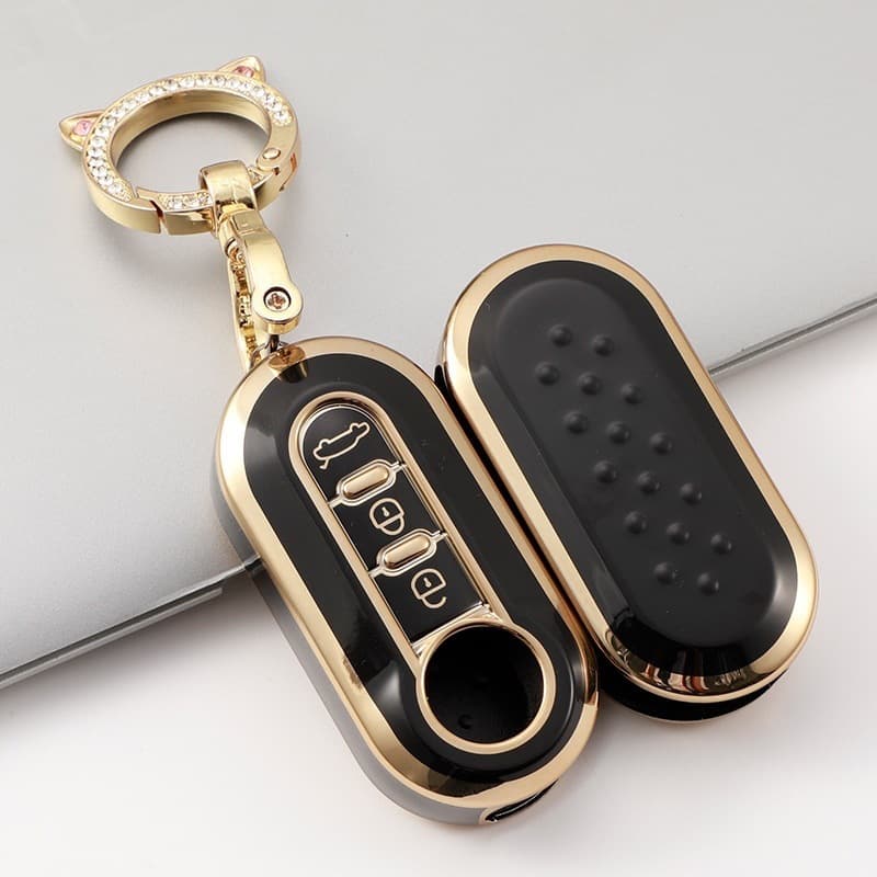 Applicable 3-key Fiat folding key case 500 Boyue Bravo Feixiang Iveco golden edge car key case