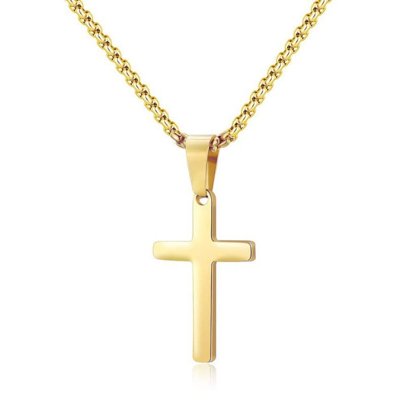 Chaîne torsadée en acier inoxydable, chaîne en os de serpent, chaîne cubaine, pendentif double croix, bijoux, collier en acier titane