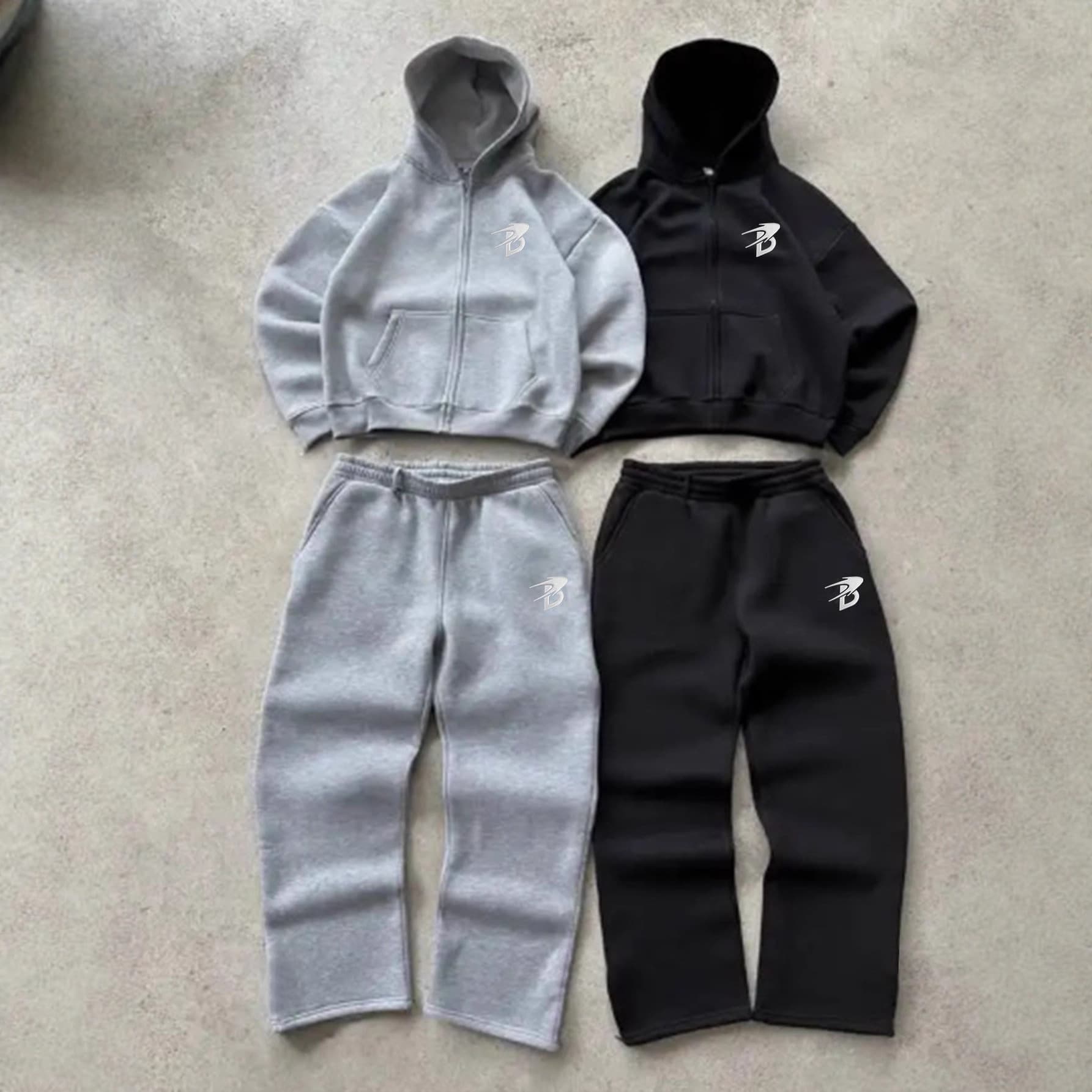 Men's Clothing Autumn/Winter Men's Trendy Hooded Patch Print Sports Casual Comfort Suit 004