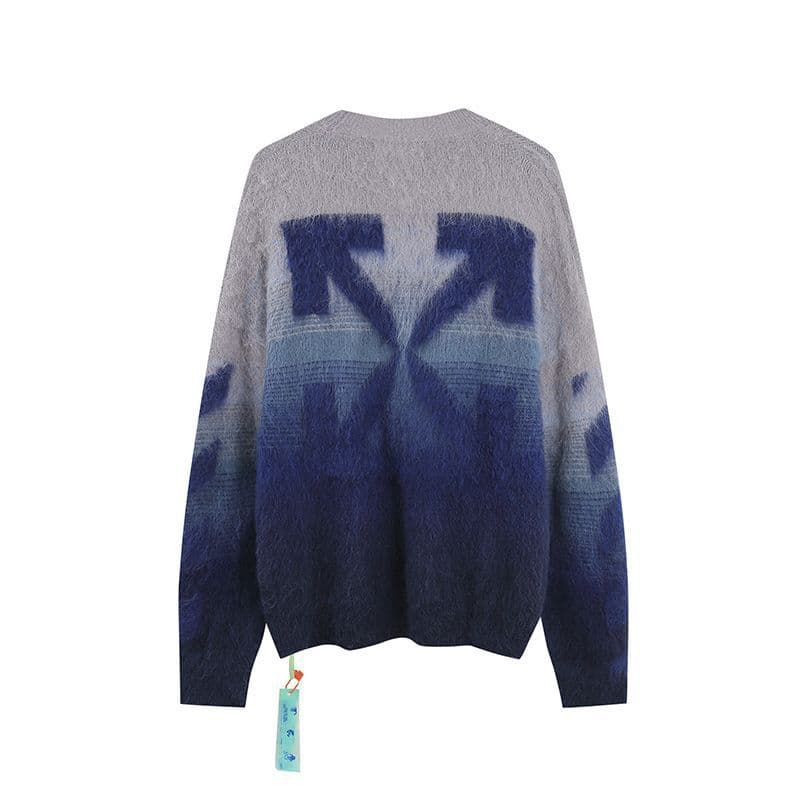Nouvelle tendance automne/hiver OW WAR pull ample en laine tricoté jacquard mohair dégradé de flèches