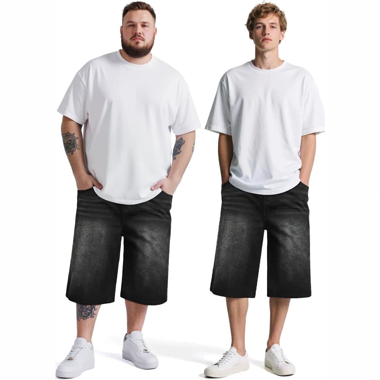 Summer Versatile Men's Jeans Wide Leg Straight Leg Comfortable Cool Commuting Shorts 5 Point Pants