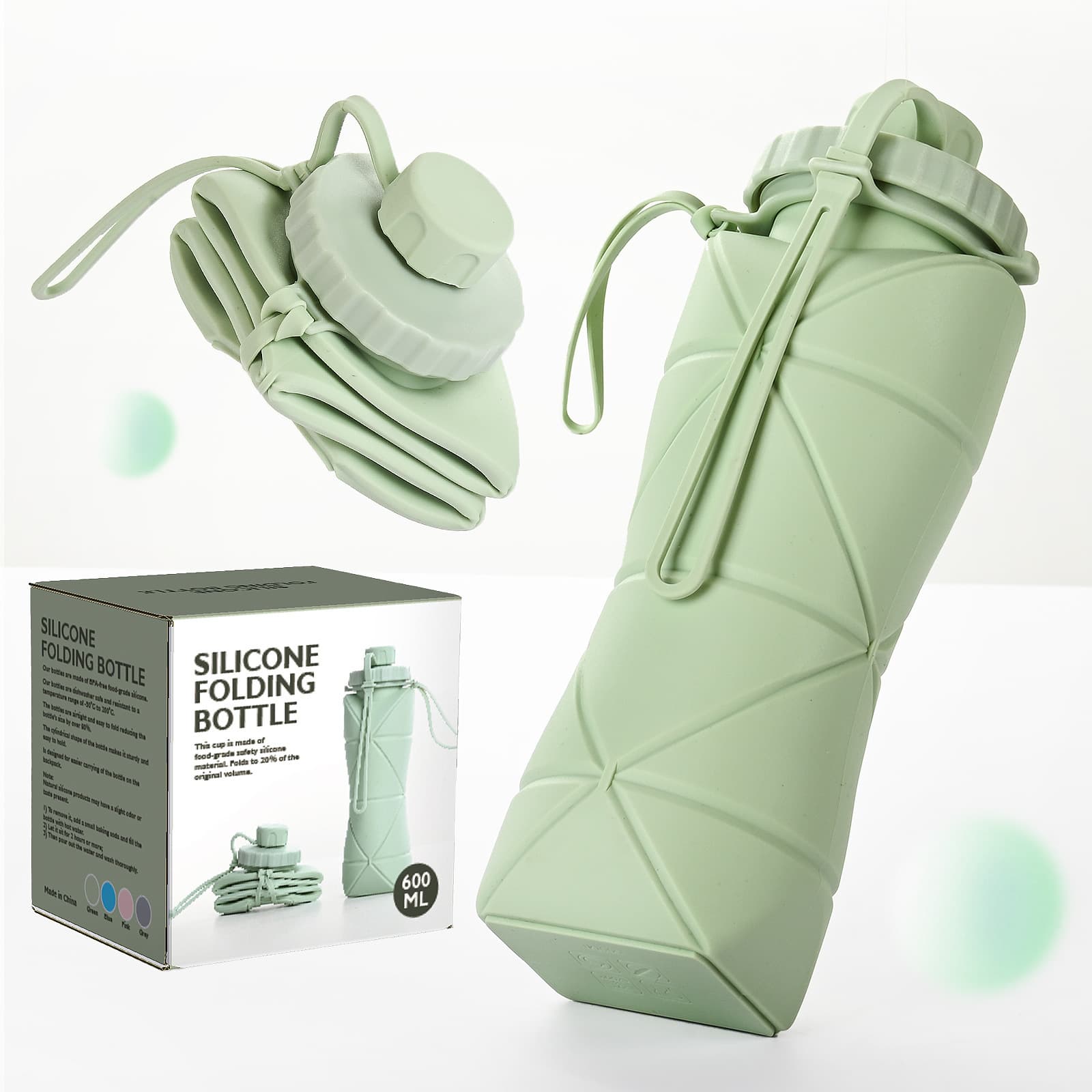 Large Capacity Outdoor Sports Multifunctional Silicone Folding Water Bottle Retractable Portable Handy Cup For Hiking