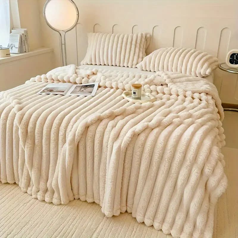Luxury FauxRabbit Fur Shawl Blanket Soft Warm Comfortable For Sofa Bed Office And Travel Multifunctional Four Seasons
