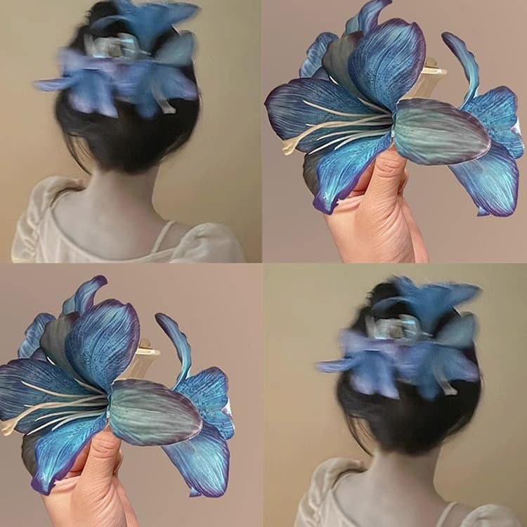 Lad' style three-dimensional lily flower high-end back of the head shark clip, atmospheric feeling, hair and