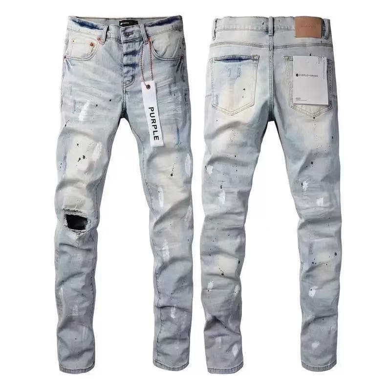 Jeans droits brodés et écussons pour hommes - Denim