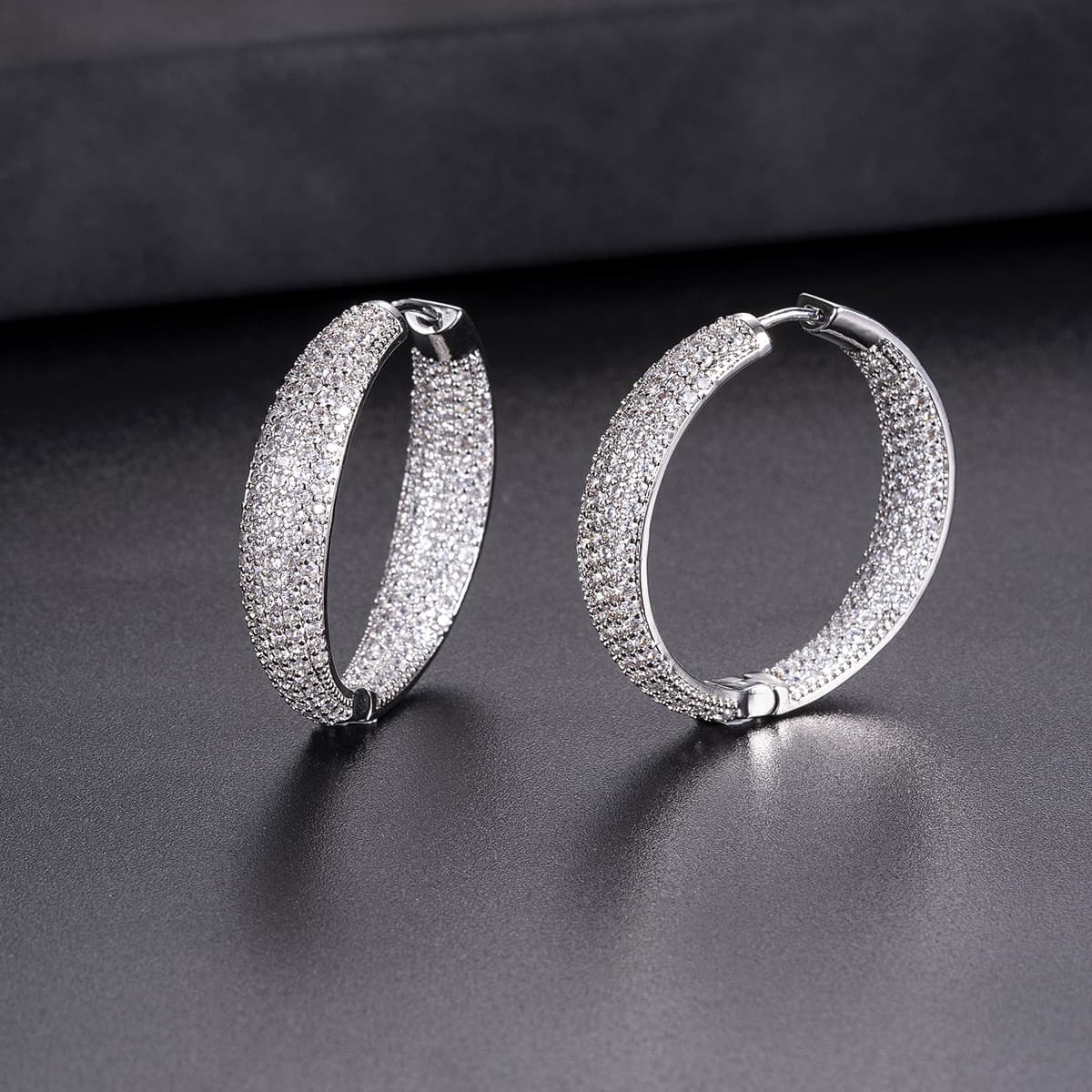 Women's Jewelry Crown-Shaped Zircon Earrings, White Gold Plated, Minimalist Elegant Hoop Earrings For Everyday Wear