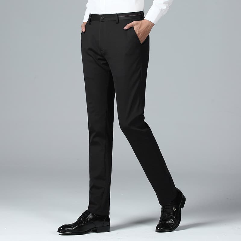 men's straight leg pants, Men's summer slim fit elastic formal casual with suit pants, business drape, no iron large trousers