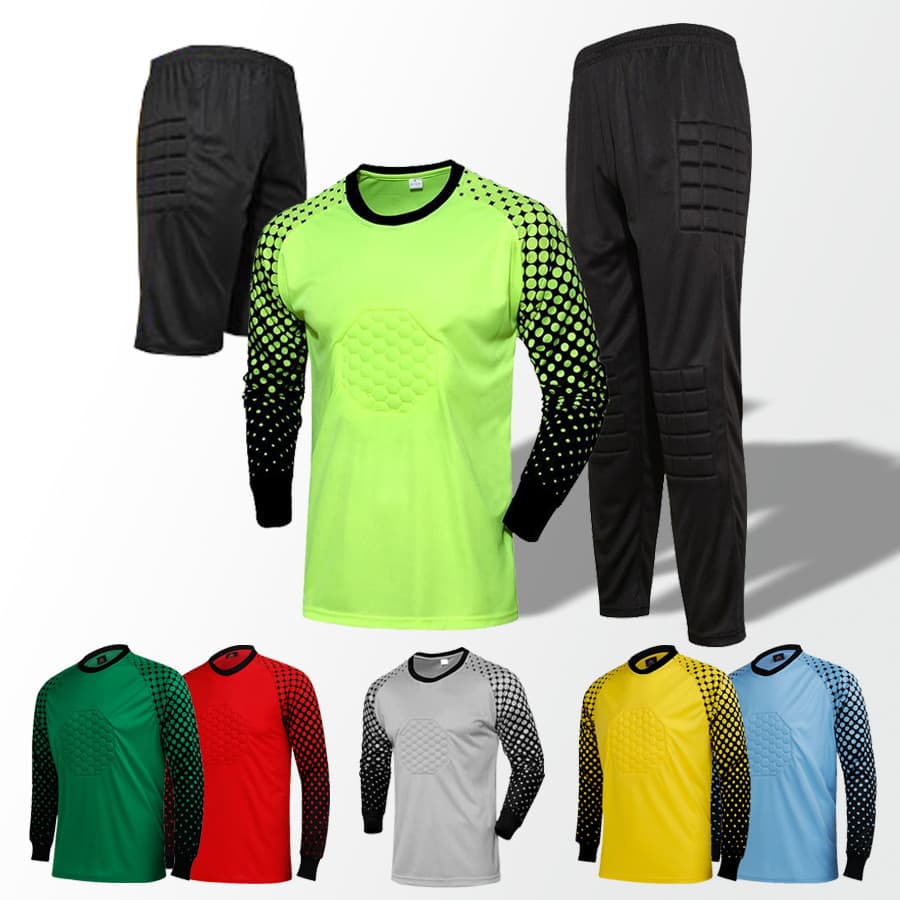 Professional Goalkeeper Jersey Set With Foam Padding - Long Sleeve Top & Pants/Shorts For Adults & Kids - Training & Match Football Gear