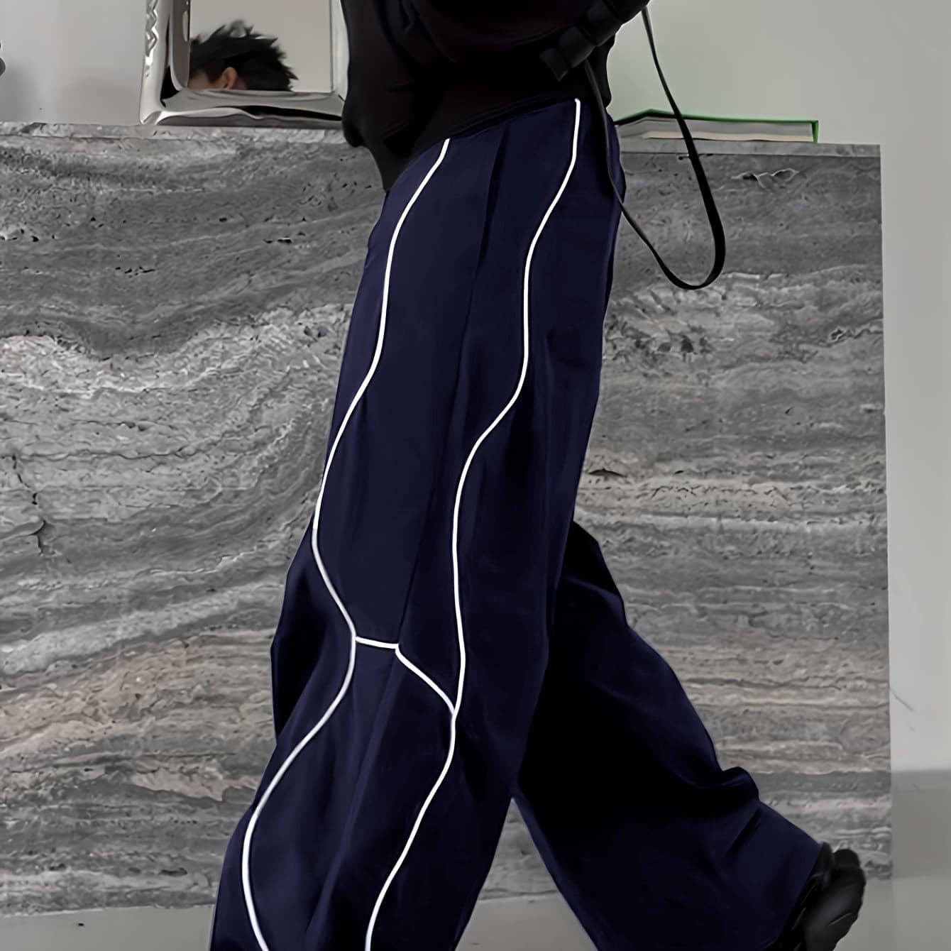 Premium Products Premium Products 2024 Men's New Loose Casual Pants, Fashionable Versatile With Falling Feel, Wide Legs And Floor Dragging Pants