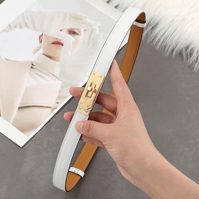 Ceinture H Brand pour femme en cuir véritable, polyvalente, idéale pour manteau, robe, taille affinée, style Kelly tendance