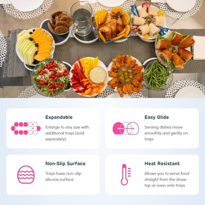 360° Rotating Lazy Susan Turntable – Durable Serving Tray For Dining Table, Buffet & Family Gatherings (White, 4/6/8 Plates Or Extended Set)