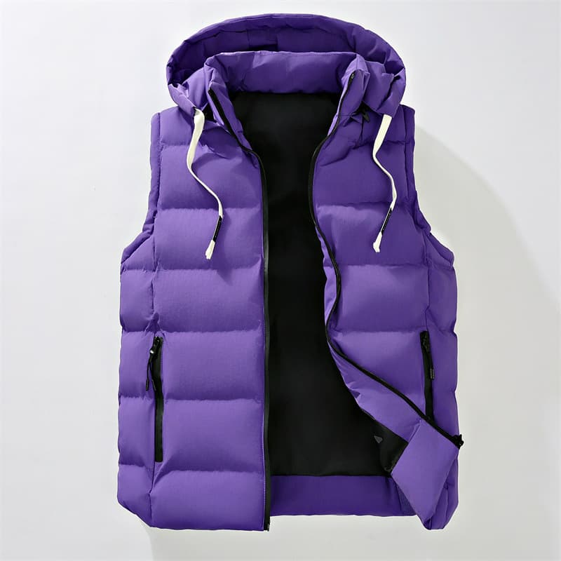 ​​Men's Winter Hooded Vest - Thickened Cotton, Sleeveless, Stylish & Warm For Casual Wear​​