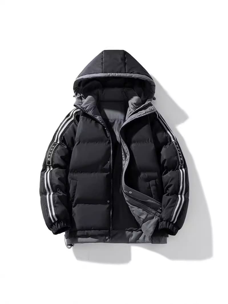 Winter Jacket 2025 New Trendy Stylish Plus Size Thickened Warm Two-Stripe Men's Cotton Coat