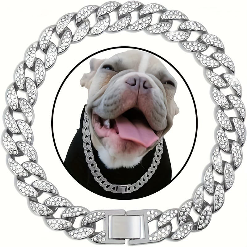 Large Medium Small Pet Accessories Cat Dog Collar 15mm Hip Hop Style Diamond-Encrusted Cuban Chain Full Diamond Factory
