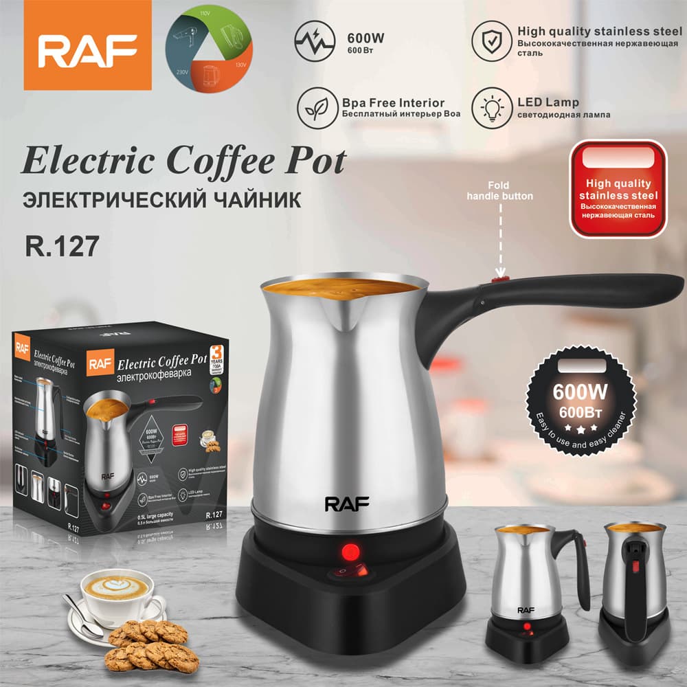 Turkish Electric Coffee Maker - 500ml Stainless Steel Ibrik With Handle For Stove Top EU Standard