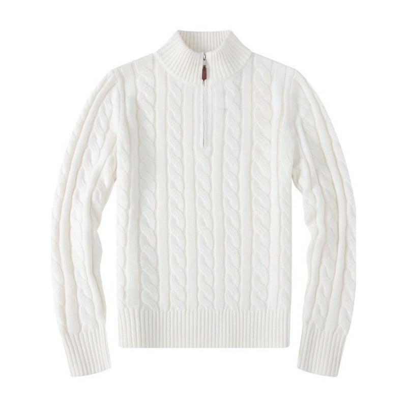 Men's Clothing Sweater Half High Zipper Sweater Business Polo Bottoming Shirt Cable Sweater