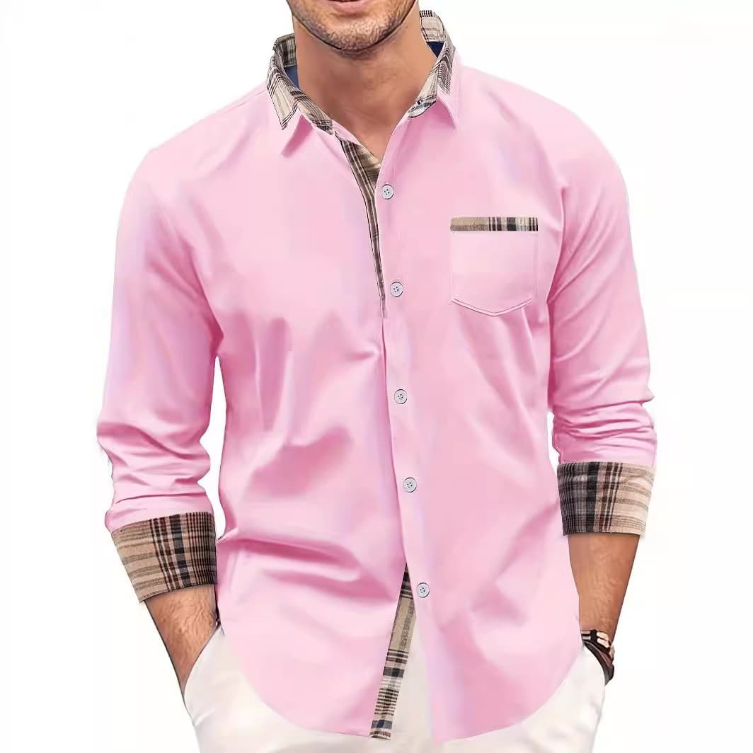 Men's Clothing Foreign Trade Independent Station European And American Plaid Shirt Spring And Autumn Men's Casual Vacation Pocket Patch Tops