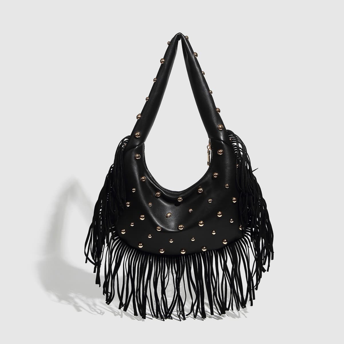 Women's Bags New Fashion Dumpling Bag Tassel Bag Ladies Rivet Personality Shoulder Bag Female Underarm Bag