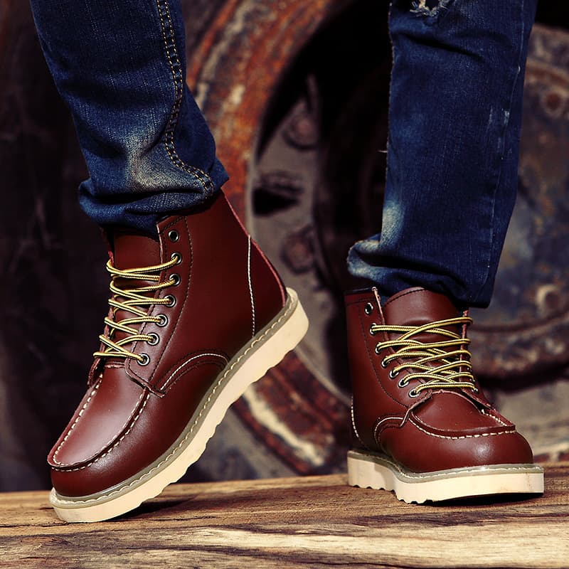 Martin boots men's spring and autumn British style American retro short boots, workwear leather shoes, high top