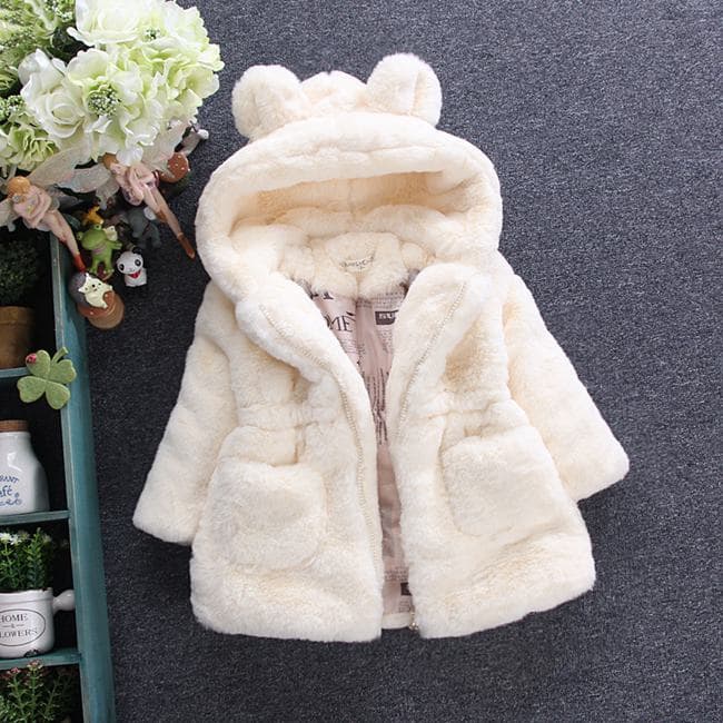 ALYCExiyuebaobao Commerce extérieur Automne Hiver Nouveau Manteau Fille Style Coréen Pull en Fourrure Oreilles de Lapin Veste Matelassée Épaisse