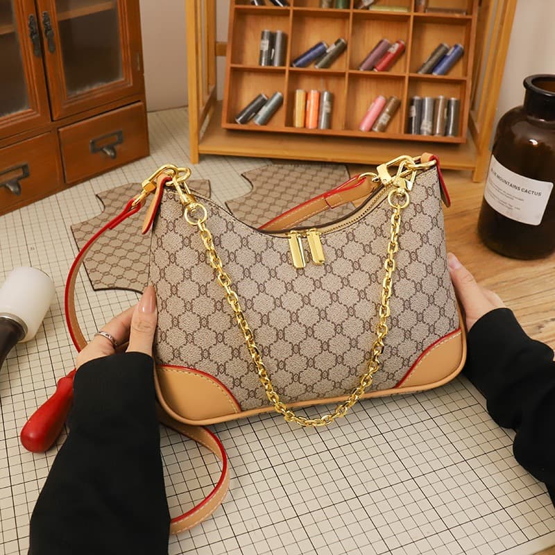 Retro DIY Croissant Shoulder Bag Kit For Women Crossbody PU Leather Making Material Set Casual Trendy Commuter Style Multi Color