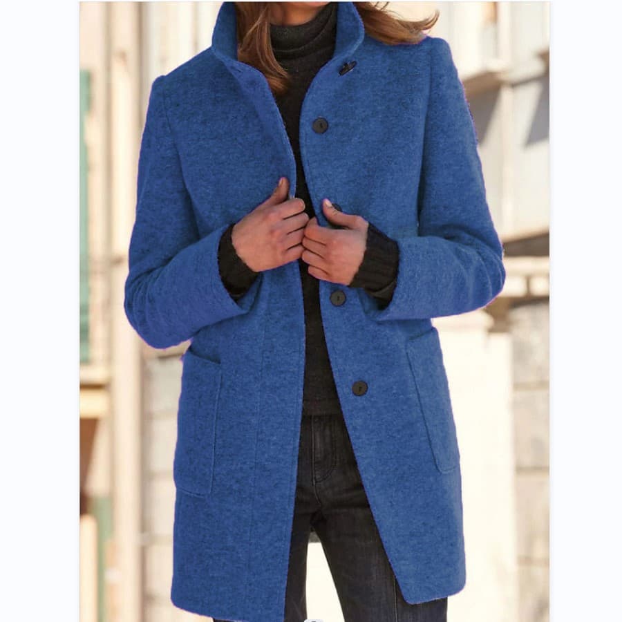Women's vintage button-up woolen coat