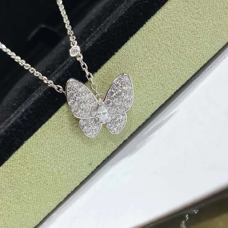Butterfly pendant diamond necklace designer necklaces women rose sterling sier white shell gold chain jewelry wedding