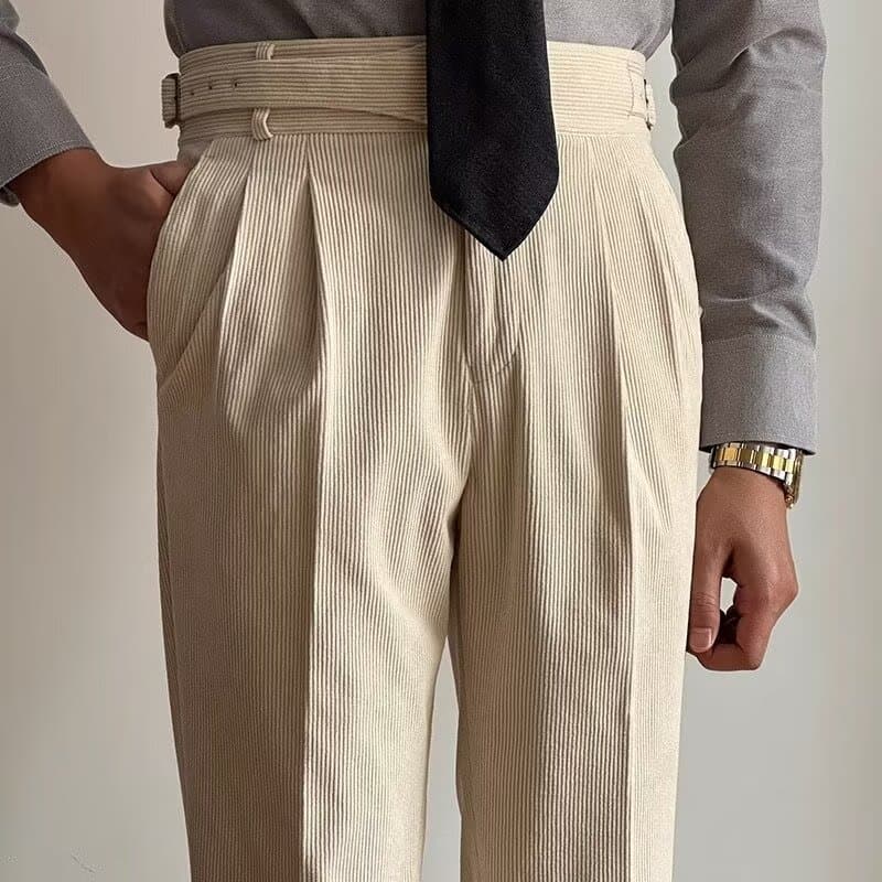​​Men's High Waist Straight Fit Suit Pants - Business Casual Trousers With Paris Buckle, Wrinkle-Free & Drape-Free Fabric For Office & Formal Wear​​