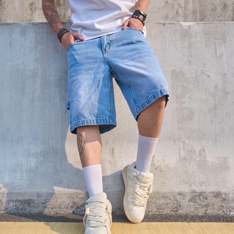 Men's Summer Shorts Stylish Casual Denim Mid-Length Tight Fit Cotton Stretch-Free Washed Streetwear​