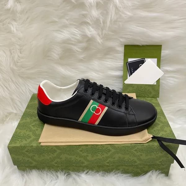Baskets en cuir de qualité supérieure pour hommes et femmes, chaussures de course à rayures brodées Ace Bee