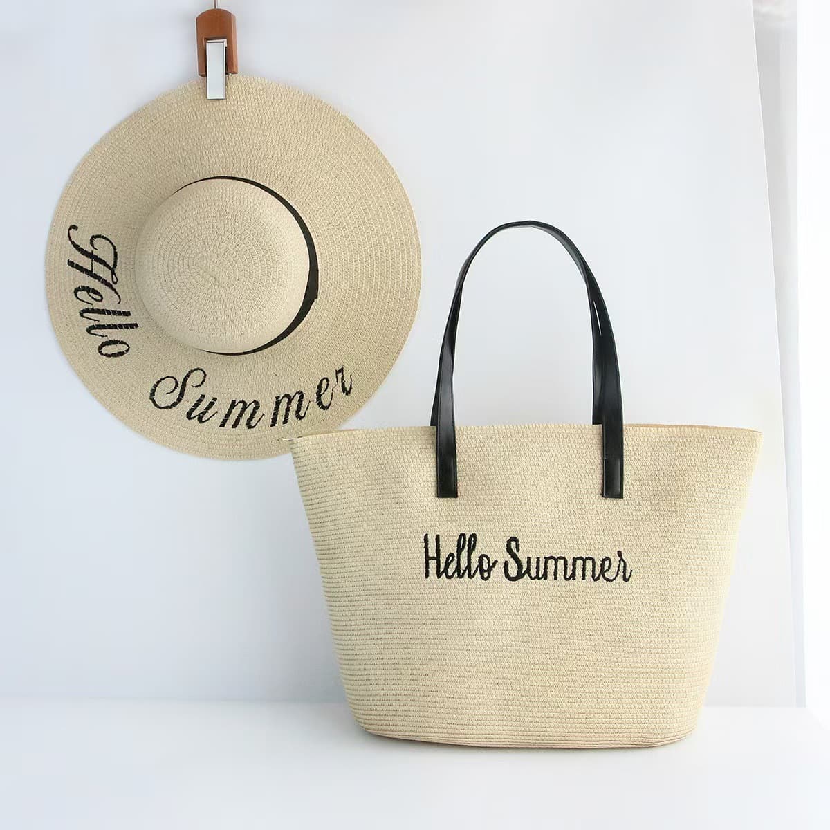 Women's Bags Straw Bag Summer Women's Shoulder Bag Hat Set Beach Bag Woven Fashion Trend Large Capacity Seaside