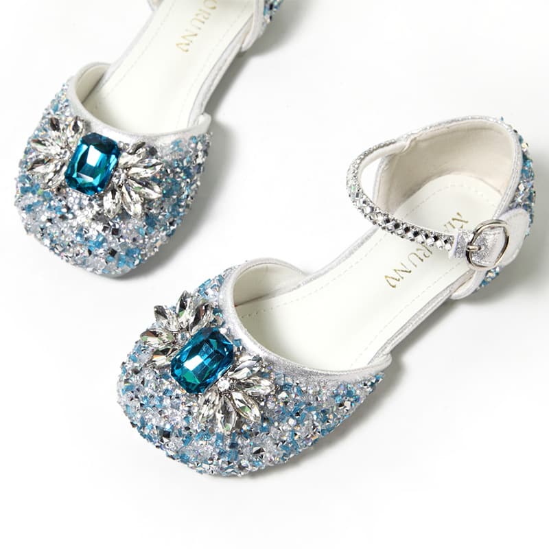 Mother & Kids Girls sequined princess shoes 2024 summer new children's performance crystal shoes little girls hollow sandals